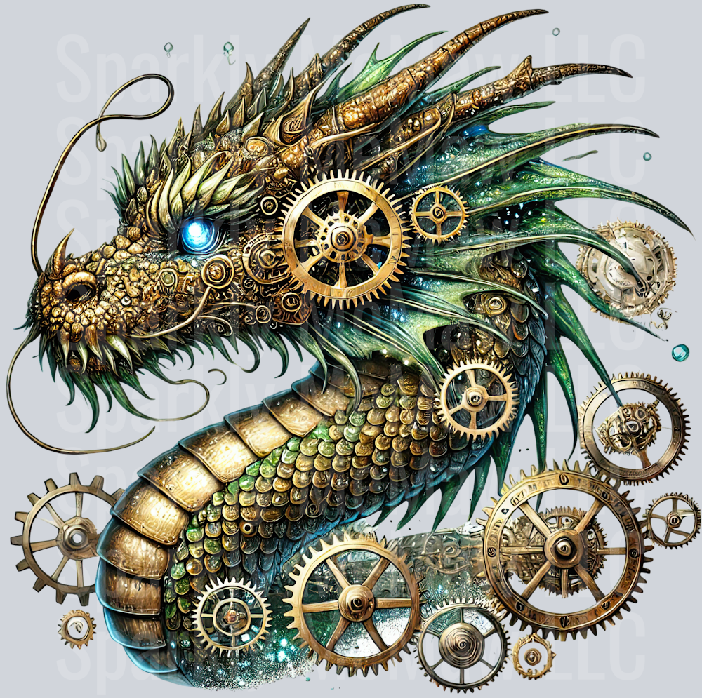 20 Steampunk Dragon UV DTF Clip Art Decal