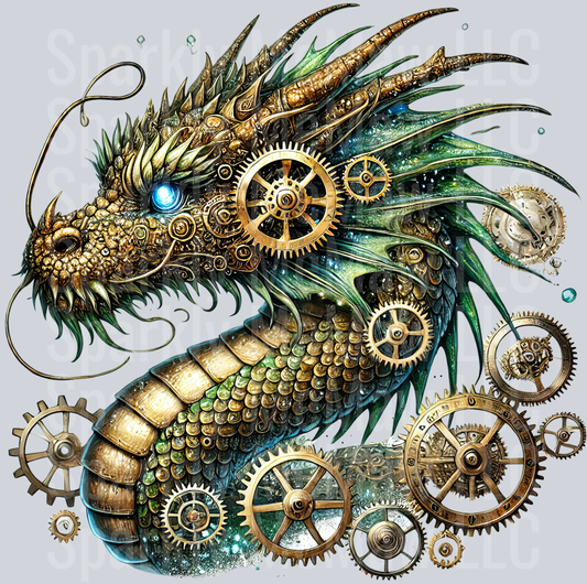 20 Steampunk Dragon UV DTF Clip Art Decal