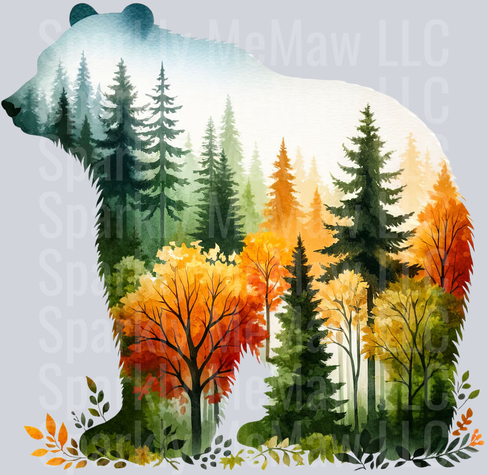 2 Landscape Bears Clip Art Decal