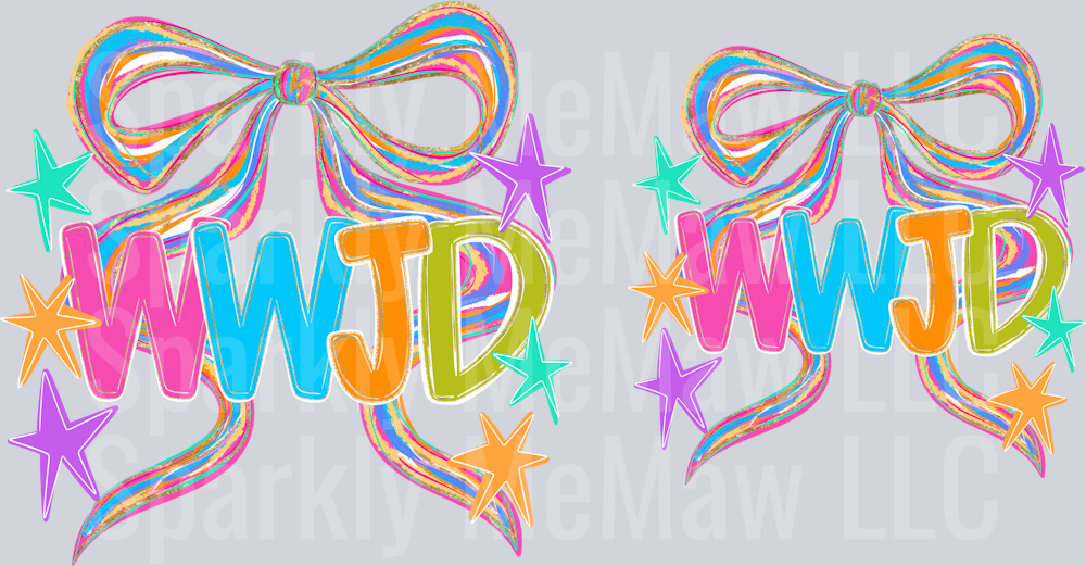 WWJD 4 INCH AND 5 INCH DECAL SET  4  inch and 5 inch decal (one set)