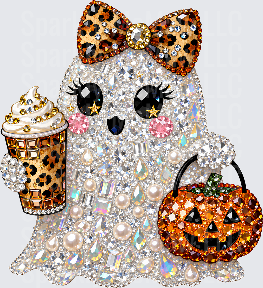 Blinged Ghost Halloween UV DTF Decal