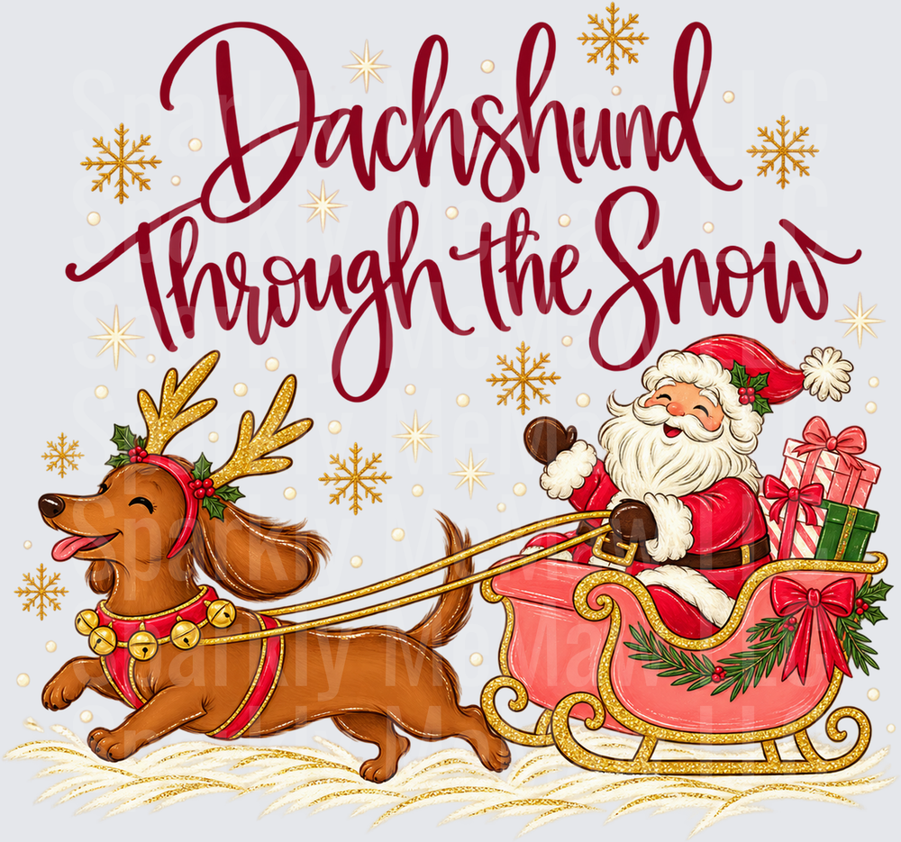 Dachshund Through The Snow UV DTF Decal
