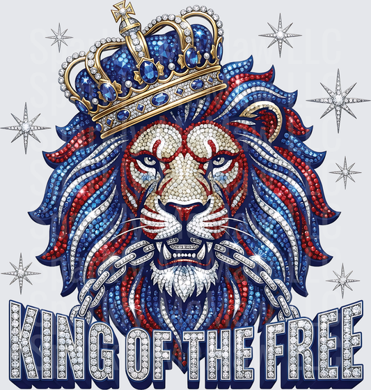 Patriotic Lion King of the Free with Crown and Chains UV DTF Decal