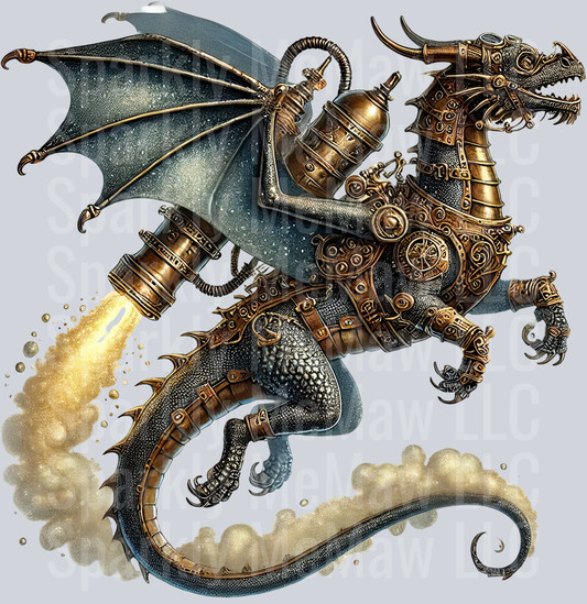 42 Steampunk Dragon UV DTF Clip Art Decal