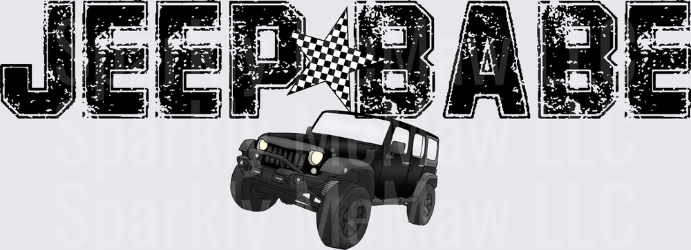 Jeep Babe Checkered Racing Flag 4x4 Off-Road UV DTF Decal