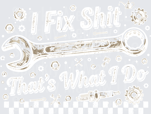 Vintage Wrench with Nuts Bolts and Gears Mechanic Design