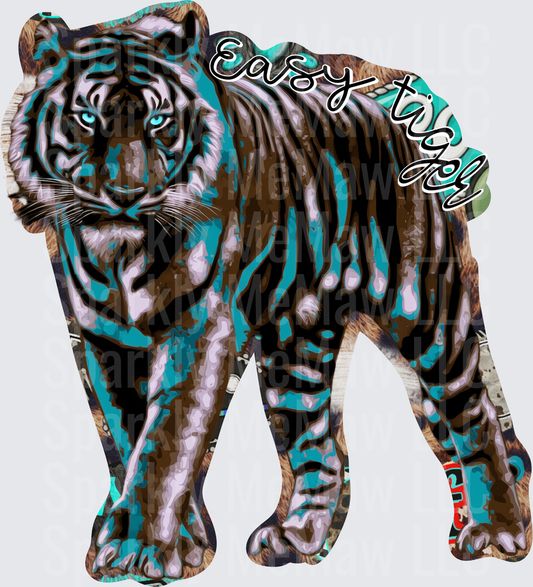 Abstract Colorful Tiger with Dripping Paint Effect UV DTF Decal