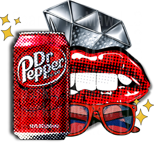 Pop Art Lips Diamond Sunglasses Red Halftone Comic Style UV DTF Decal
