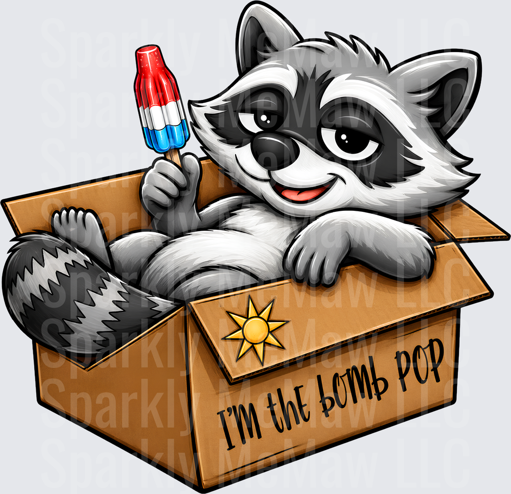 Raccoon Bomb Pop Box UV DTF Decal