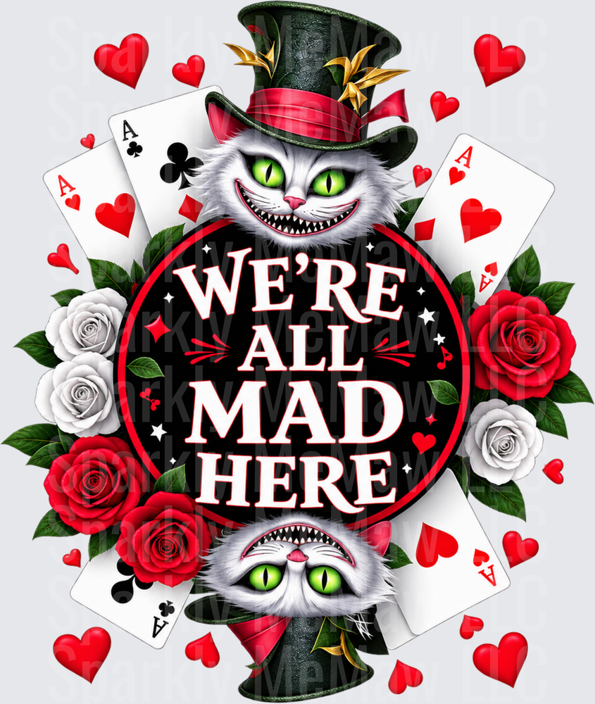 Cheshire Cat We're All Mad Here UV DTF Decal