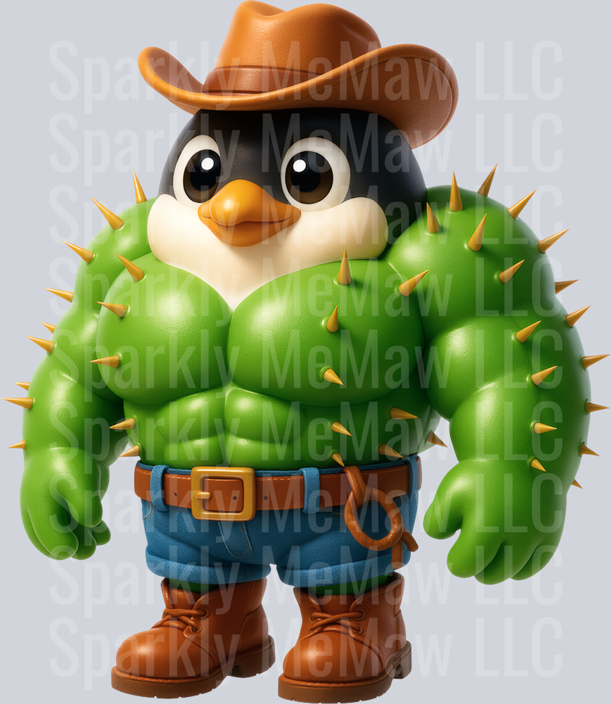 Penguinelli Cactussini Brain Rot UV DTF Decal
