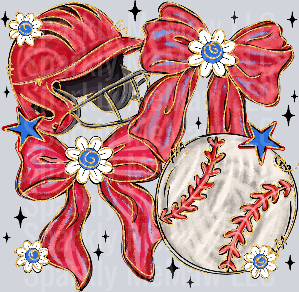 Baseball Coquette Brushstroke DTF Transfer