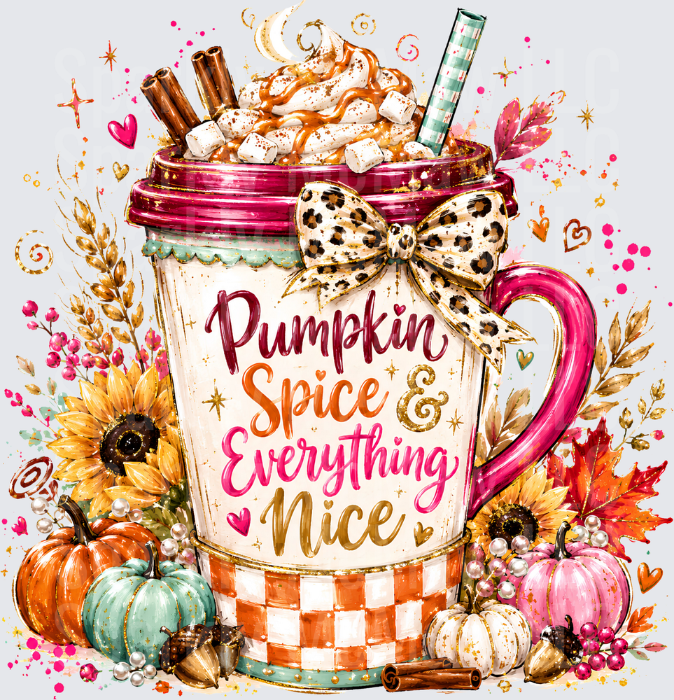 Pumpkin Spice Everything Nice Latte DTF Transfer for fabrics