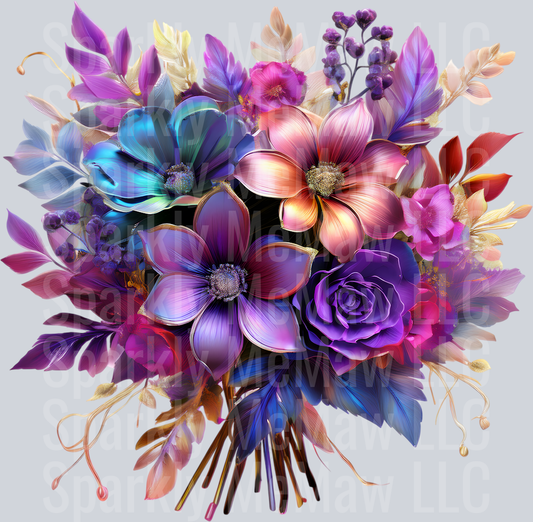 jewel tone floral clipart (145) UV DTF Decal