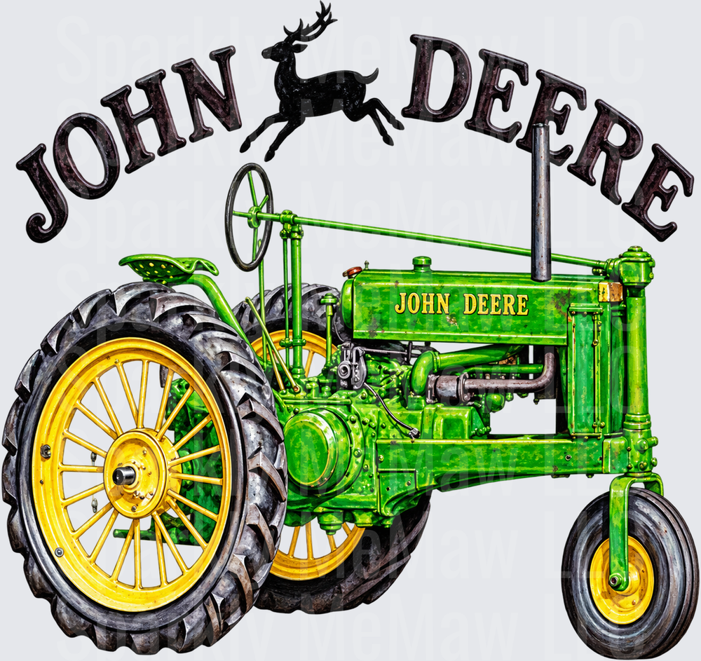 John Deere Vintage Tractor is a DTF Transfer for Fabrics
