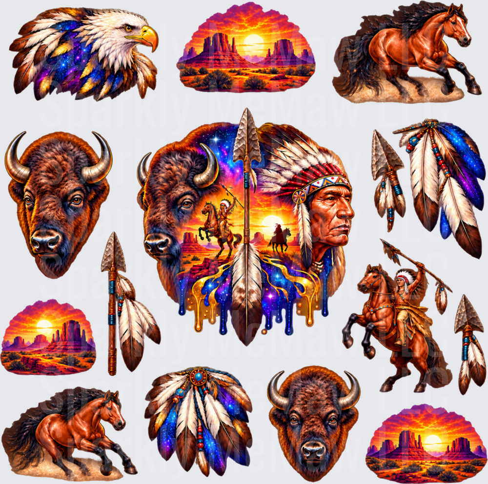 Native American Western Spirit 10X10 UV DTF Full Sheet