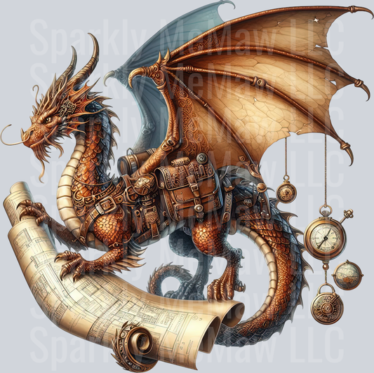 46 Steampunk Dragon UV DTF Clip Art Decal