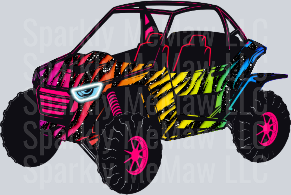 Rainbow Neon Off-Road UTV Side by Side Vehicle UV DTF Decal