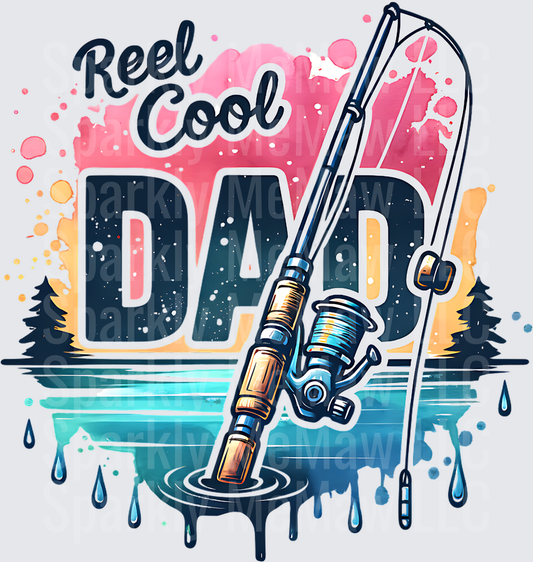 Reel Cool Dad Fishing Rod and Reel Design UV DTF Decal