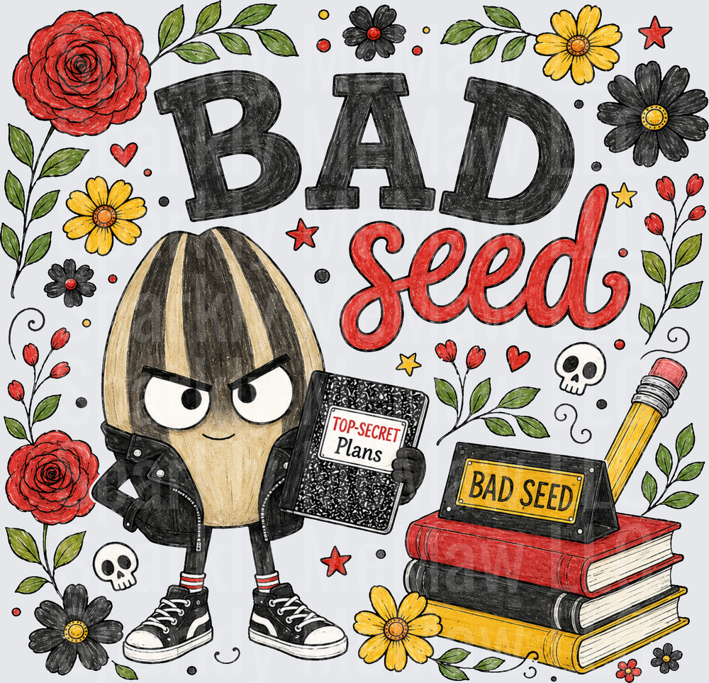 Bad Seed Character Floral Design DTF Transfer for Fabrics
