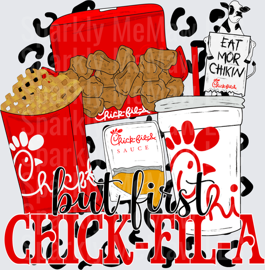 But First Chick-fil-A Cow with Waffle Fries and Sauce UV DTF Decal