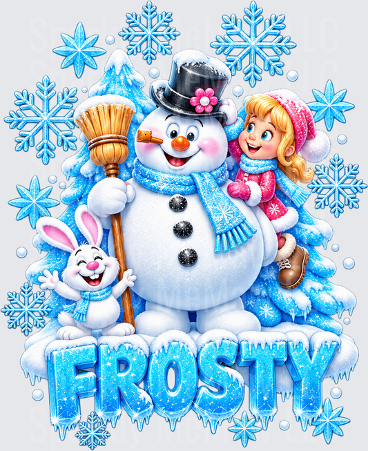 Frosty the Snowman Winter Scene DTF Transfer for Fabrics