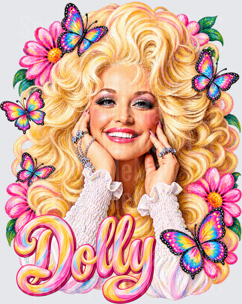 Dolly Parton Floral Butterfly Portrait UV DTF Decal