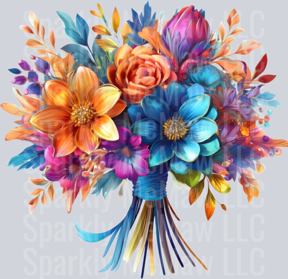 jewel tone floral clipart (177) UV DTF Decal