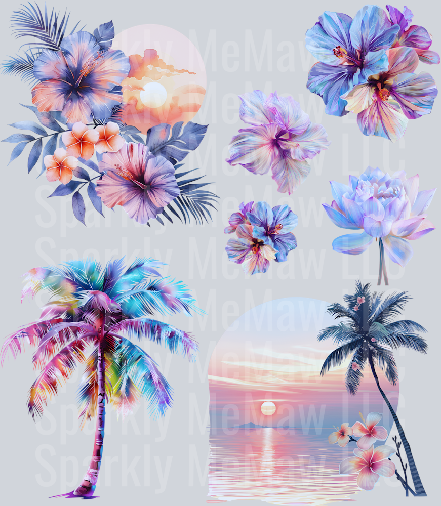 Tropycal.Beach.UV DTF Element Sheet