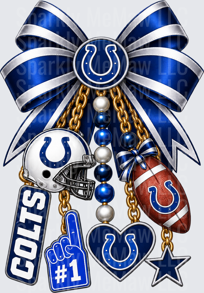 Indianapolis Colts Fan Bow Charm UV DTF Decal
