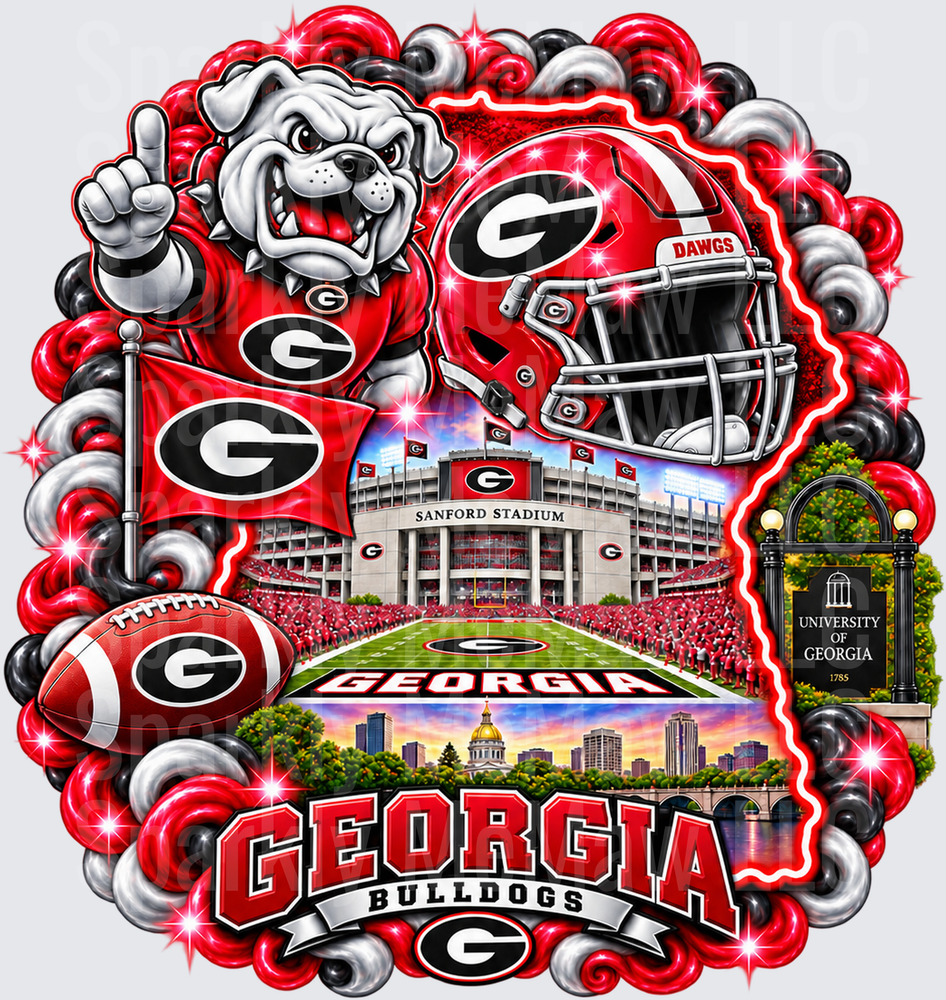 Georgia Bulldogs Mascot Collage UV DTF Decal