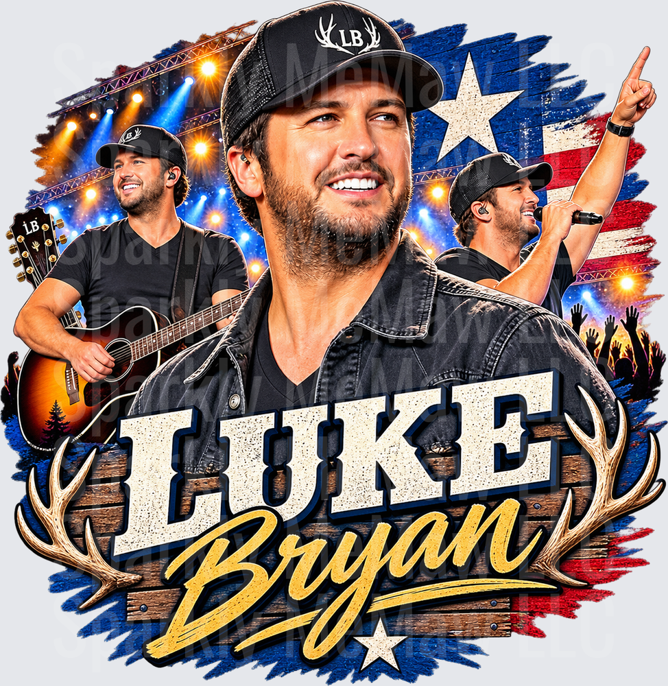 Luke Bryan Country Music Collage UV DTF Decal