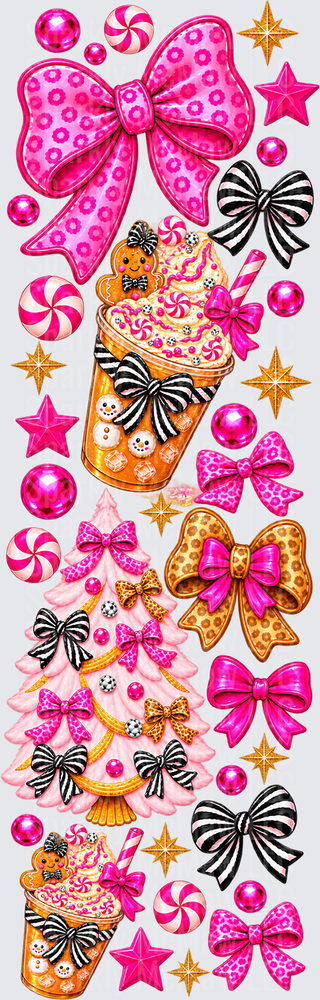 Pink Christmas Bows Holiday Glam is a UV DTF Pen Wrap
