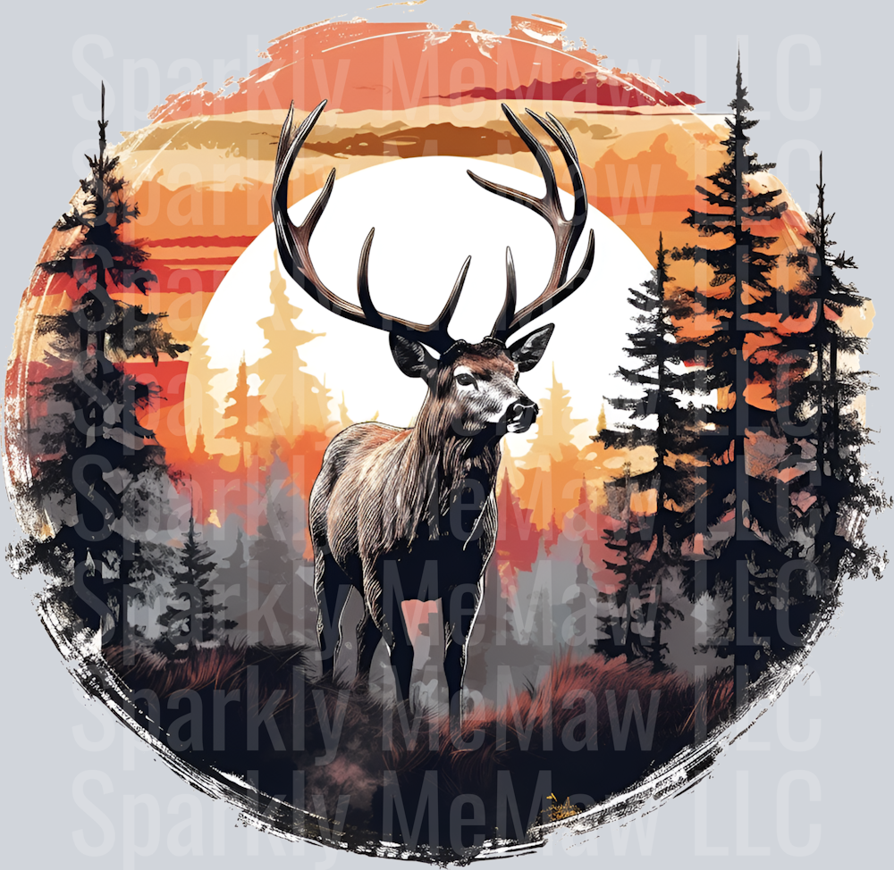 Deer Sunset UV DTF Decal