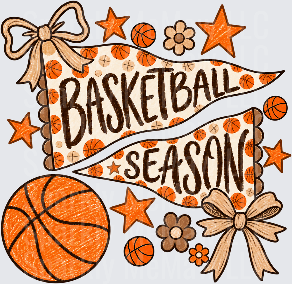 Basketball Season Pennant Bow UV DTF Decal