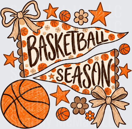 Basketball Season Pennant Bow UV DTF Decal