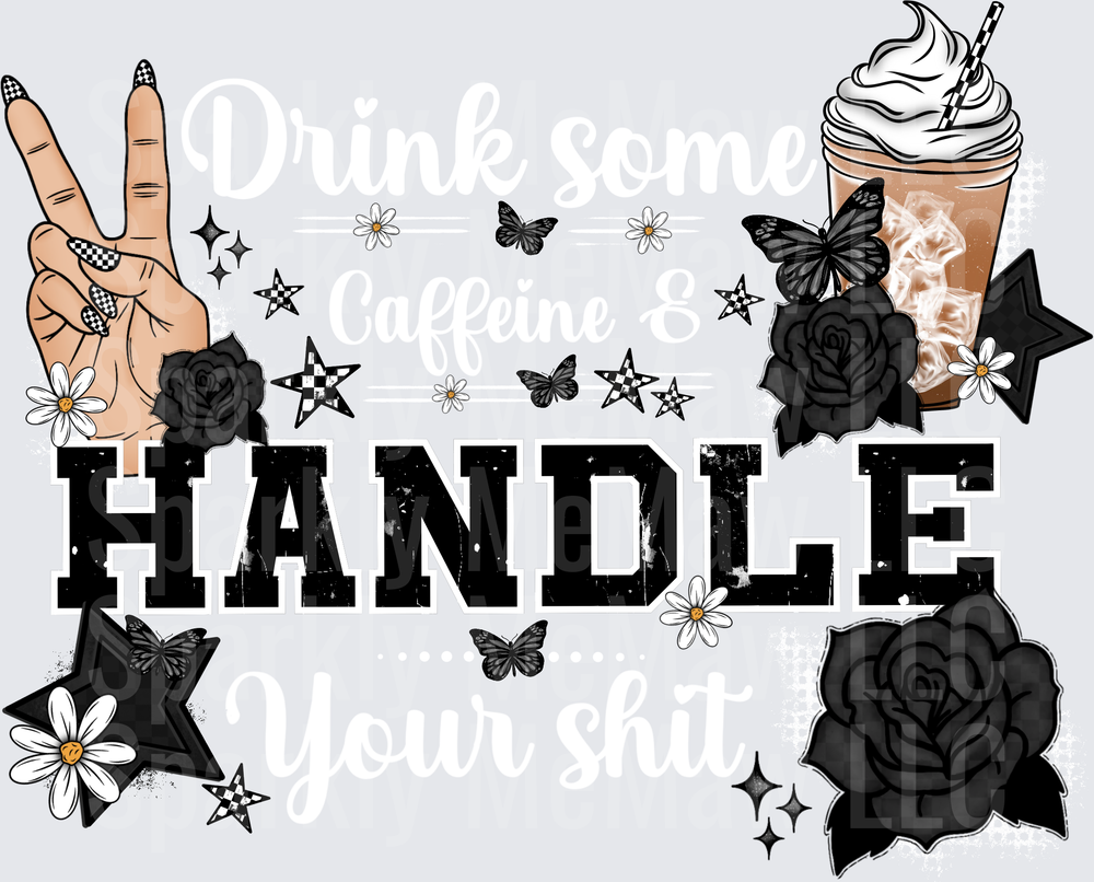 Handle Peace Sign Coffee Cup Black Roses Butterflies Stars