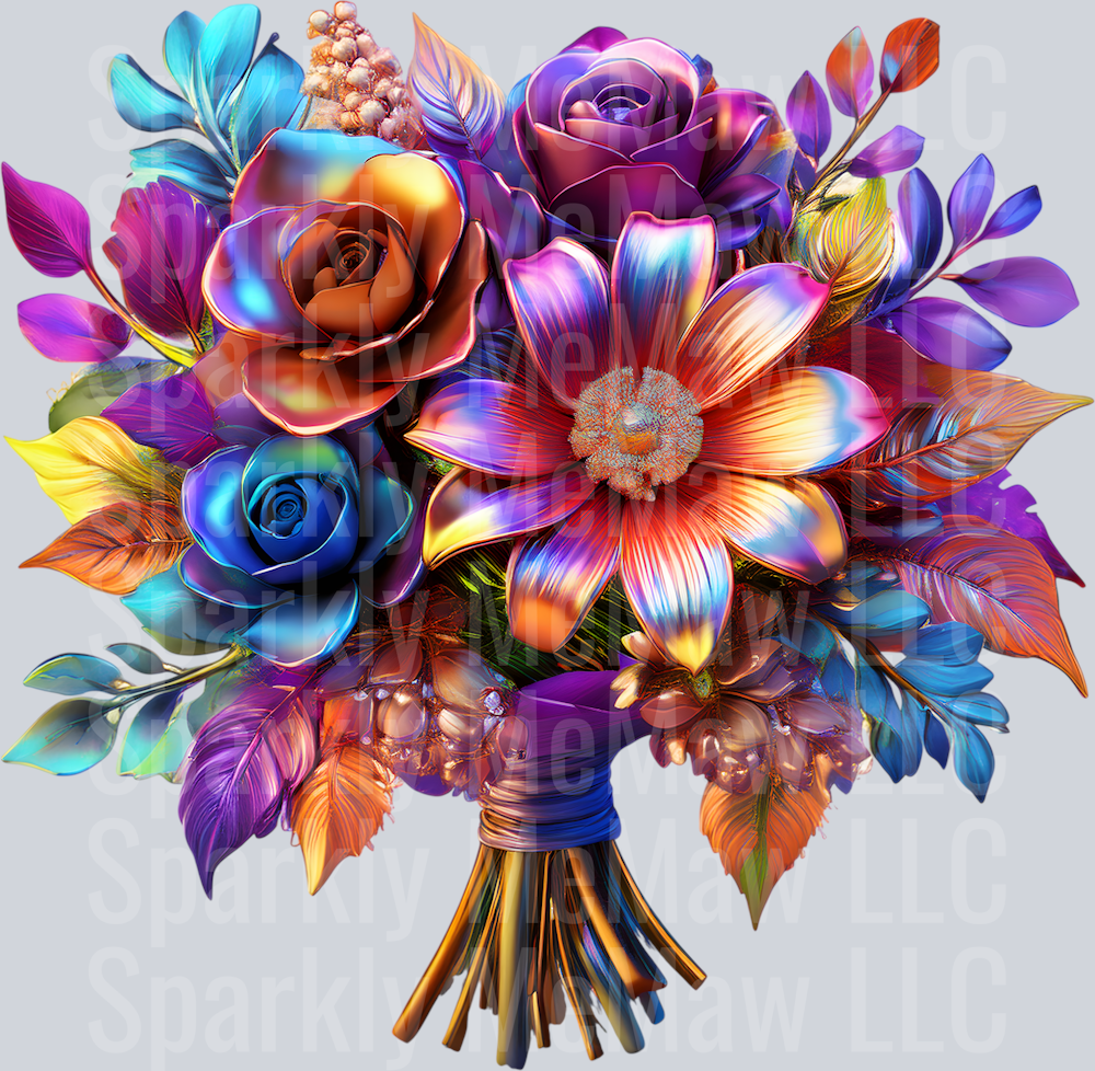 jewel tone floral clipart (89) UV DTF Decal