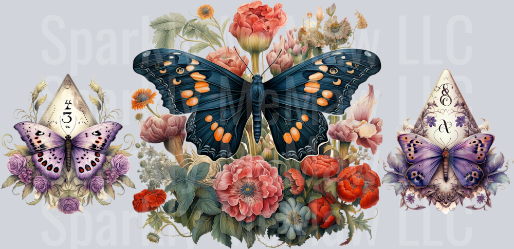 Moth With Flowers 16 oz UV DTF Wrap