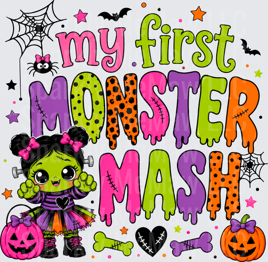 My First Monster Mash Cute Frankenstein Girl Halloween UV DTF Decal