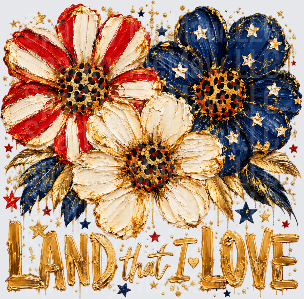 Patriotic Floral Land That I Love UV DTF Decal