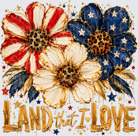 Patriotic Floral Land That I Love UV DTF Decal
