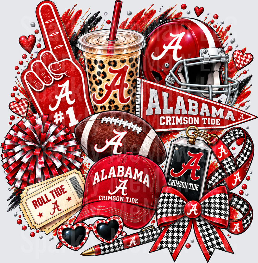 Alabama Crimson Tide Fan Collage UV DTF Decal