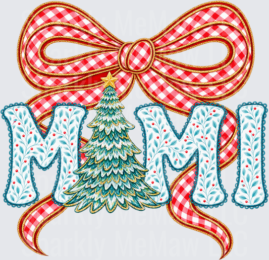 Mimi Christmas Bow Tree UV DTF Decal