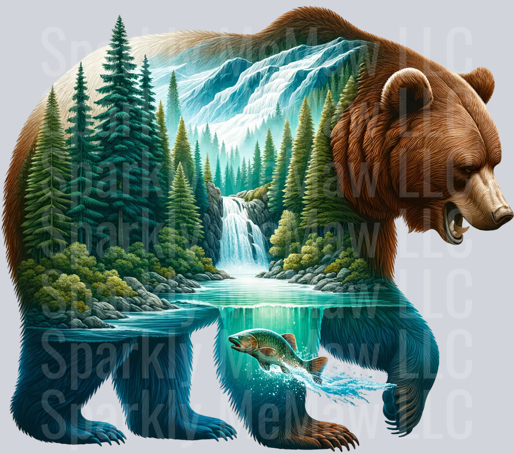 5 Landscape Bears Clip Art Decal