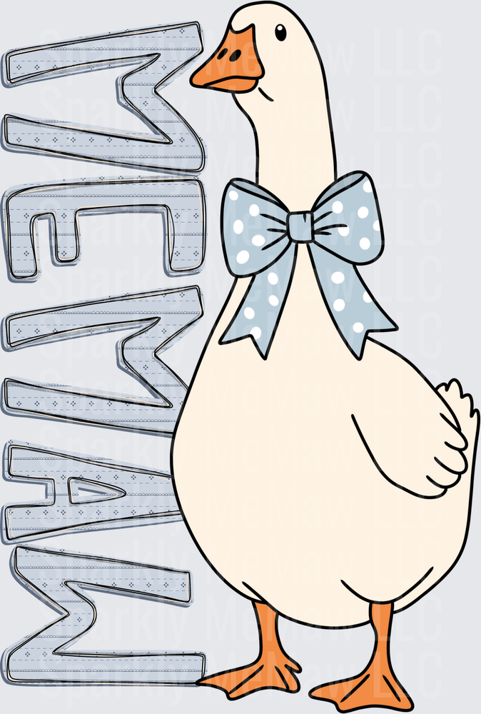Untitled Goose Game Character with Blue Polka Dot Bow Tie UV DTF Decal