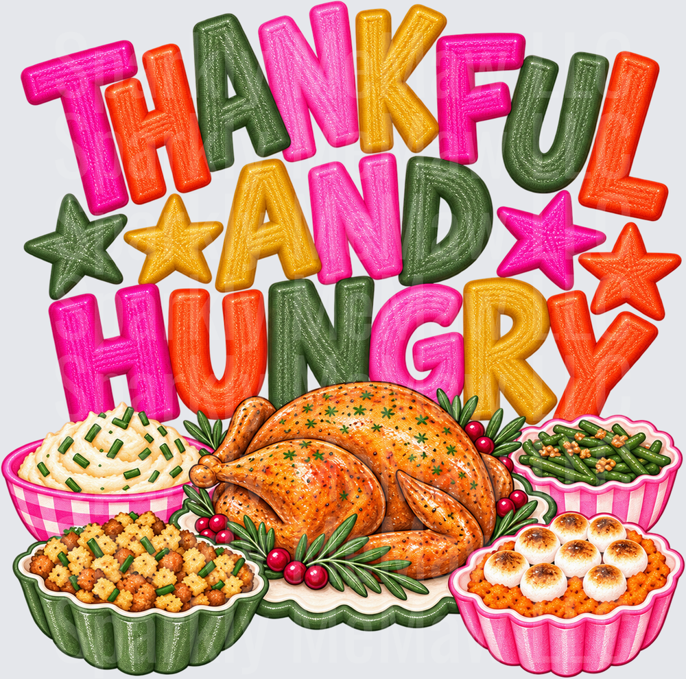 Thankful And Hungry Thanksgiving uv dtf Decal