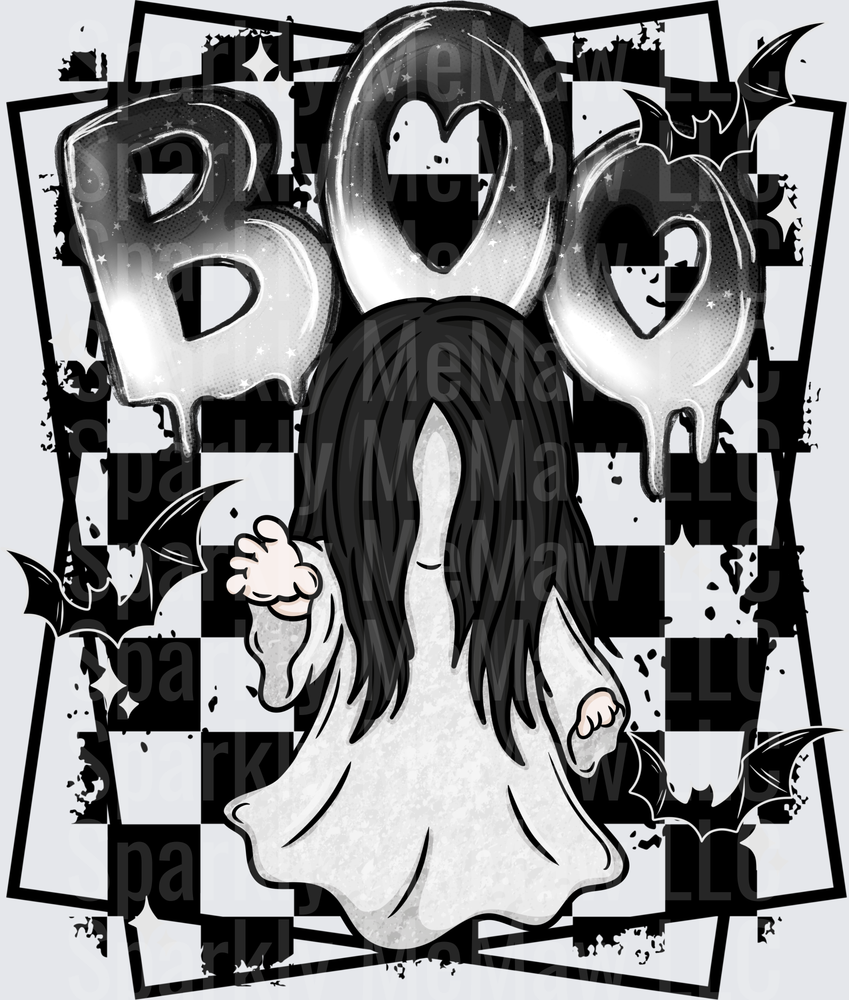 Spooky BOO Ghost Girl Halloween UV DTF Decal