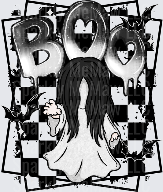 Spooky BOO Ghost Girl Halloween UV DTF Decal