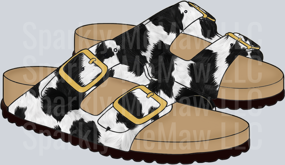 Cow Print Birkenstock Style Sandals UV DTF Decal